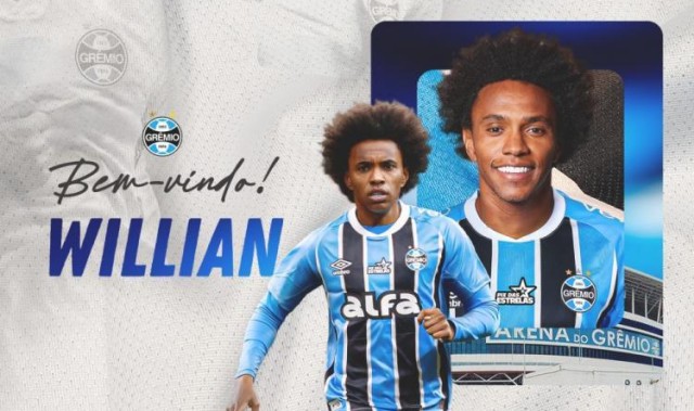 官方：格雷米奥免签巴西37岁边锋威廉，合同至2026年年底